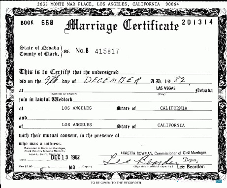 Download USA Civil marriages registry marriage certificate Photoshop template
